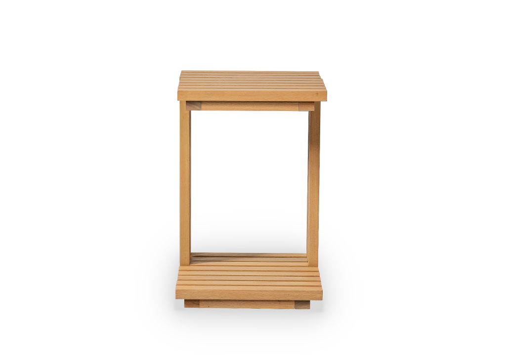 Bàn Vuông Chữ C Ngoài Trời Trang Trí, Gỗ Bạch Đàn Cao Cấp, Bàn Sofa Đa Năng - C -  Shape Patio Side Table