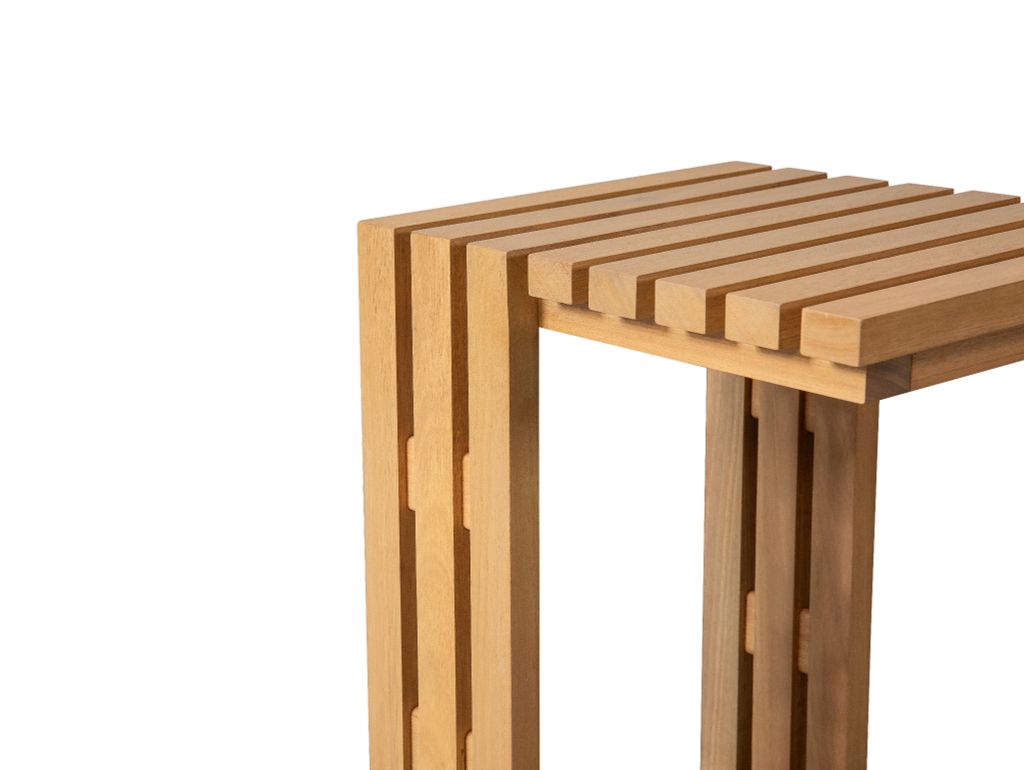 Bàn Vuông Chữ C Ngoài Trời Trang Trí, Gỗ Bạch Đàn Cao Cấp, Bàn Sofa Đa Năng - C -  Shape Patio Side Table