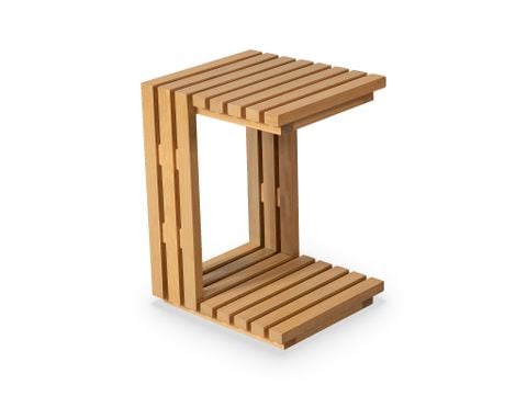  Bàn Vuông Chữ C Ngoài Trời Trang Trí, Gỗ Bạch Đàn Cao Cấp, Bàn Sofa Đa Năng - C -  Shape Patio Side Table 