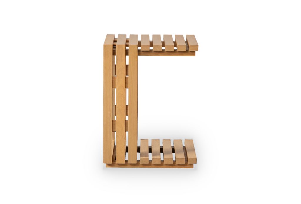 Bàn Vuông Chữ C Ngoài Trời Trang Trí, Gỗ Bạch Đàn Cao Cấp, Bàn Sofa Đa Năng - C -  Shape Patio Side Table