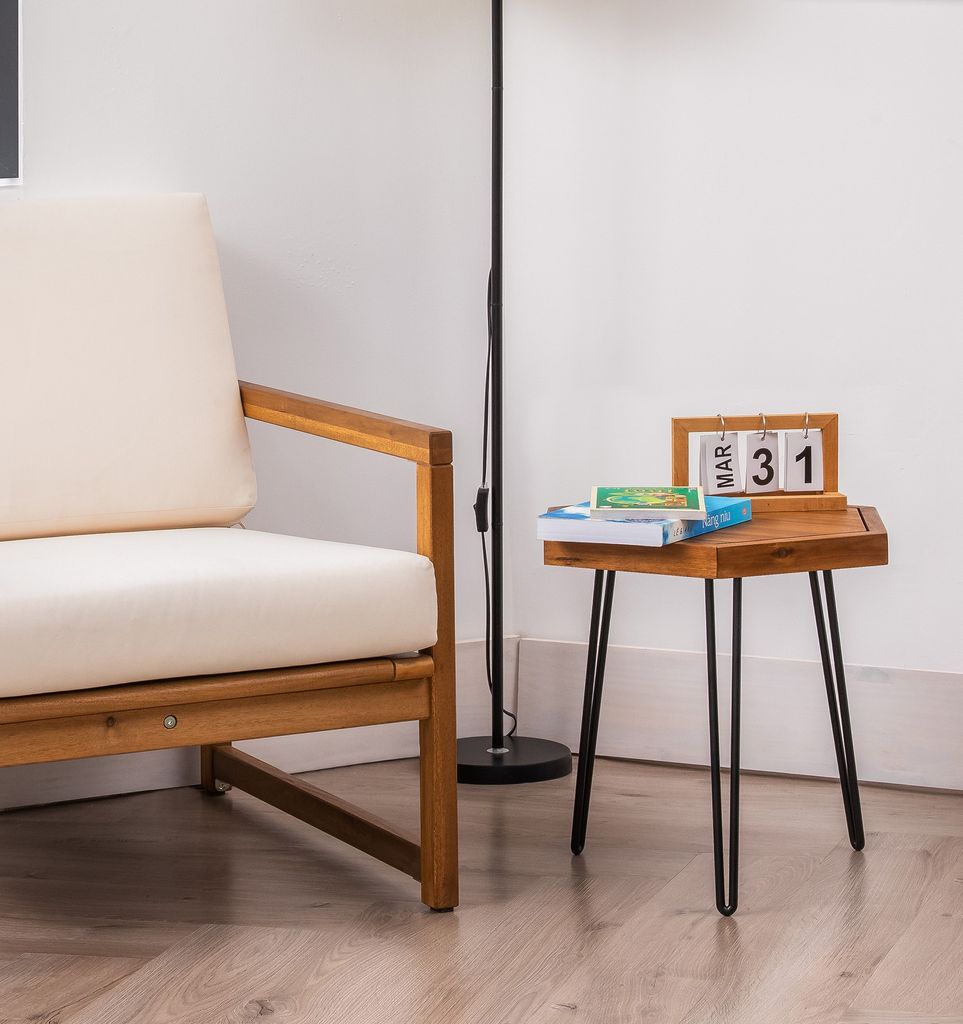 Bàn Lục Giác Gỗ – Hexagon Side Table