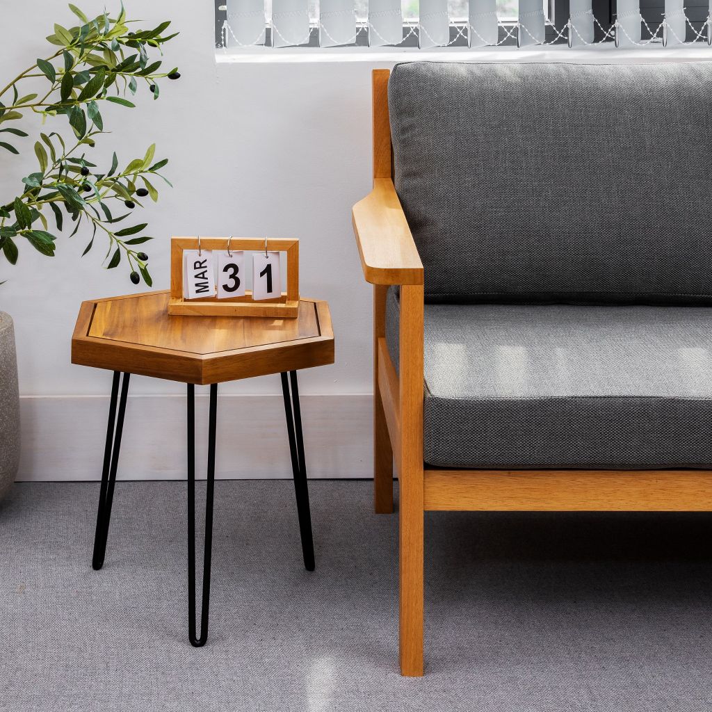 Bàn Lục Giác Gỗ – Hexagon Side Table