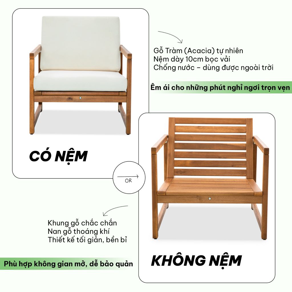 Ghế Thư Giãn - Large Wooden Lounge Chair