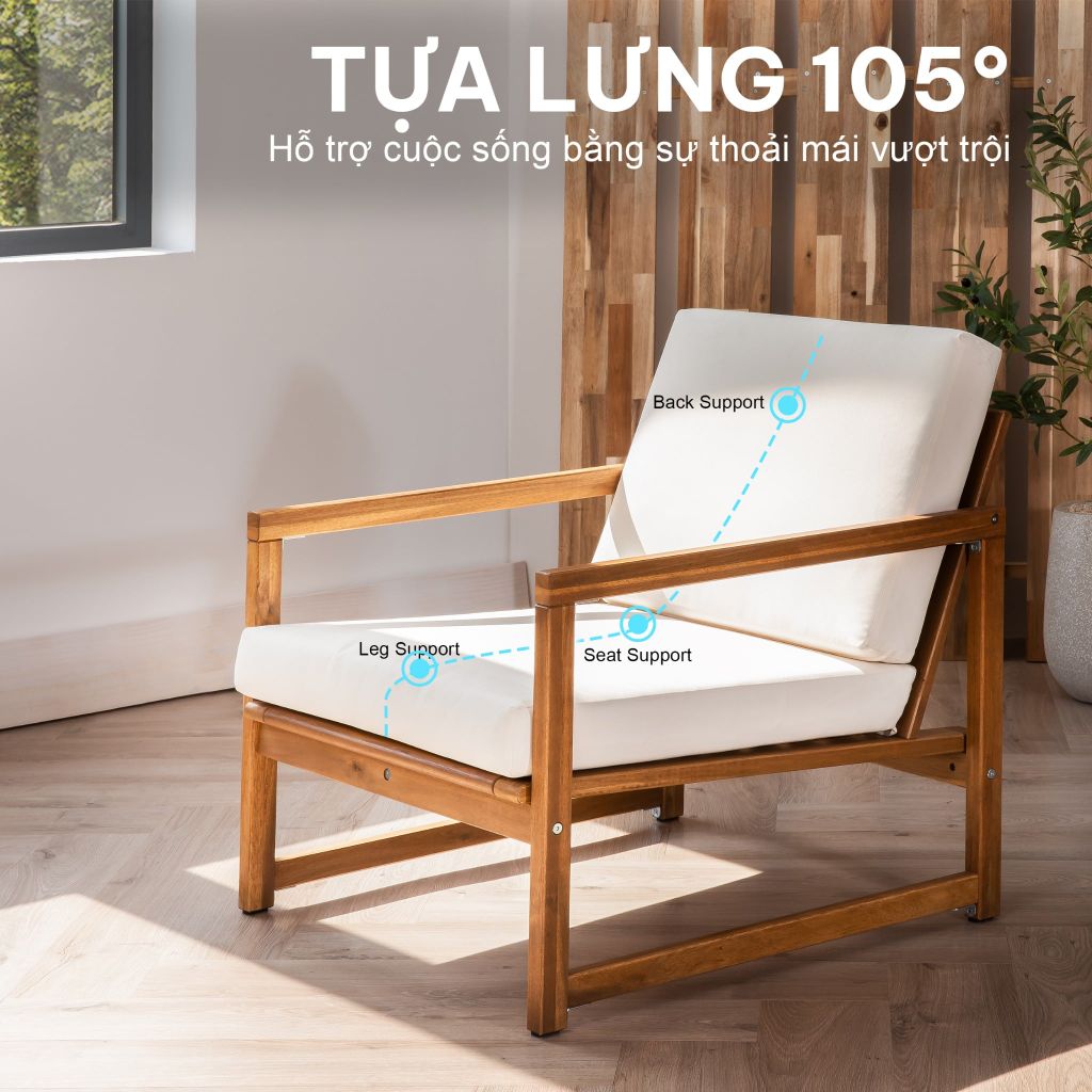 Ghế Thư Giãn - Large Wooden Lounge Chair