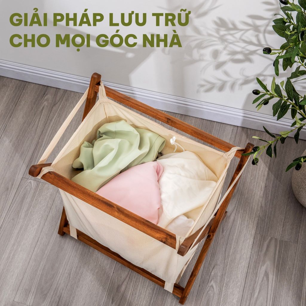 Giỏ Đựng Quần Áo Khung Gỗ – X-Frame Laundry Hamper