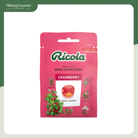 Kẹo Thảo Mộc Ricola Trái Cây Cranberry Không Đường 15g