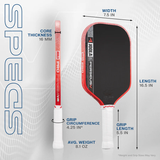  Perseus Pro V Pickleball Paddle - Blaze Red (Ben Johns) 