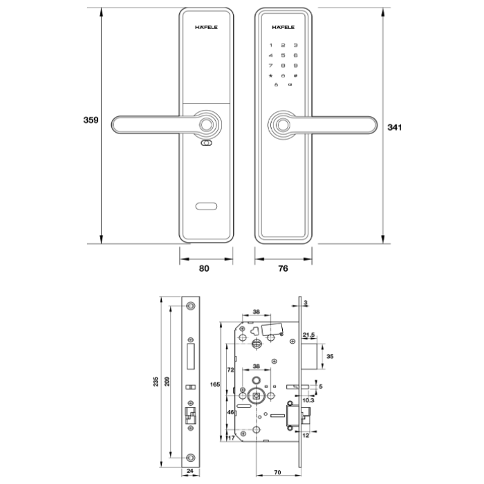 Khóa điện tử Hafele DL7600 912.20.233