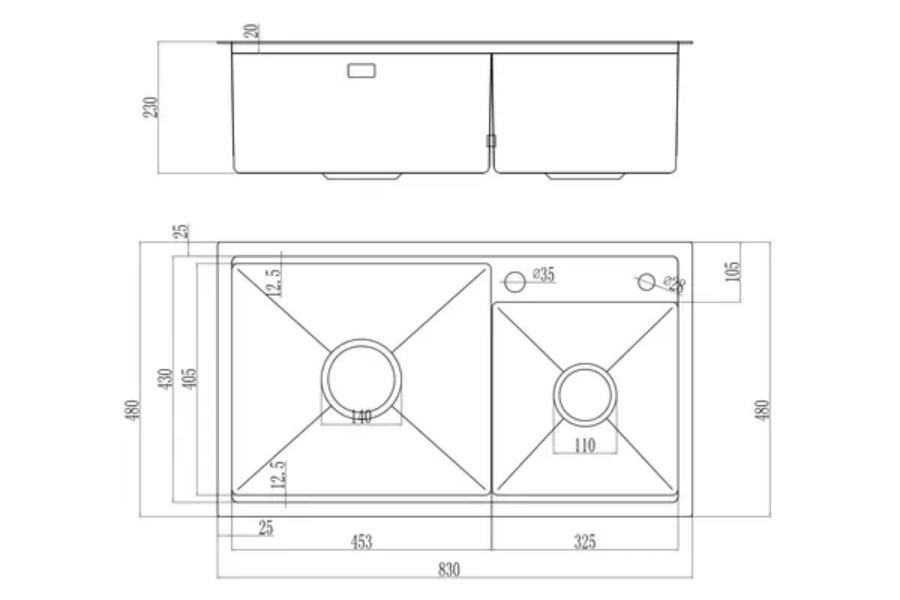 Chậu rửa chén Nobinox LUMIA NJ507D 2 hộc