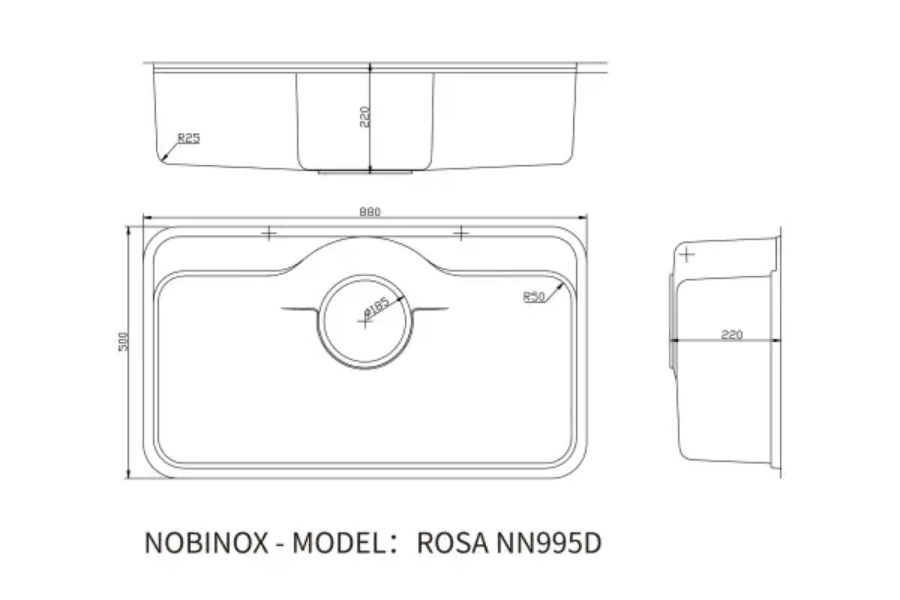 Chậu rửa chén Nobinox ROSA NN995D 1 hộc