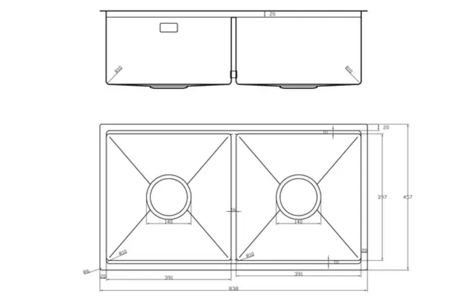 Chậu rửa chén Nobinox LUMIA NJ524 2 hộc