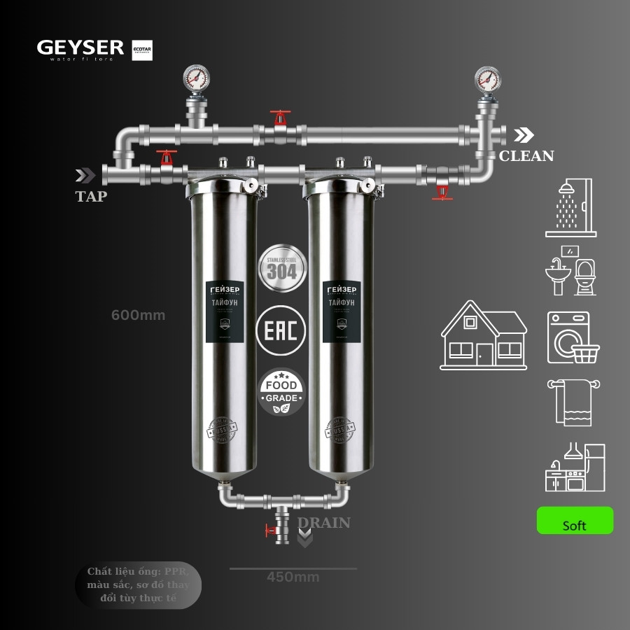 Hệ thống lọc tổng đầu nguồn Geyser Ecotar 2F