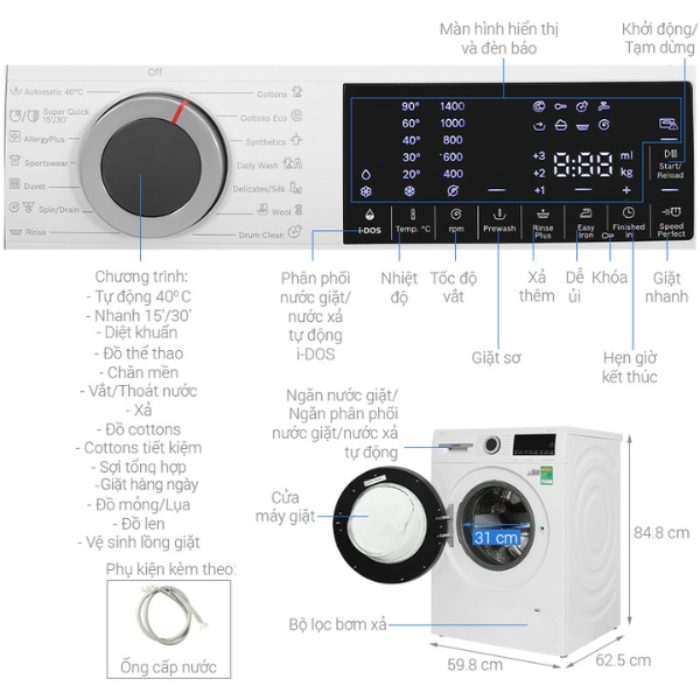 Máy giặt Bosch WGG244A0SG 9kg- Serie 6
