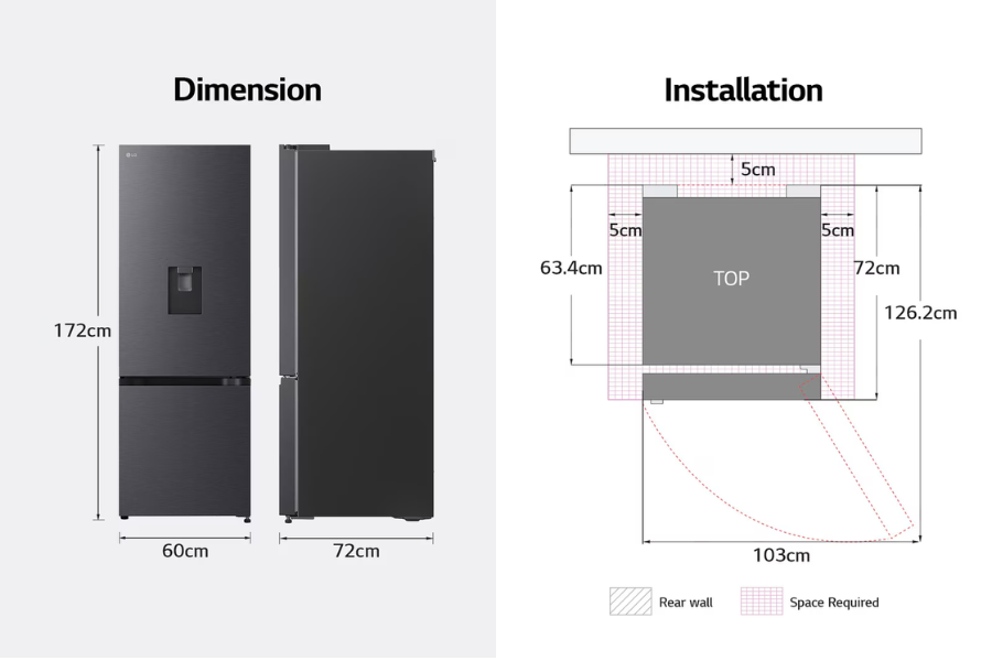 Tủ lạnh LG LBD33BLMA ngăn đá dưới 332L màu đen