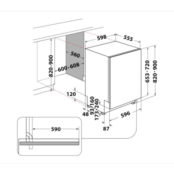 Máy rửa chén âm toàn phần 14 bộ Whirlpool WIO 3T133 P