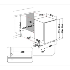 Máy rửa chén âm toàn phần 14 bộ Whirlpool WIO 3T133 P