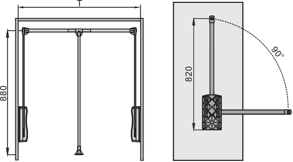 Bộ thanh treo quần áo nâng hạ Imundex 7 907 205