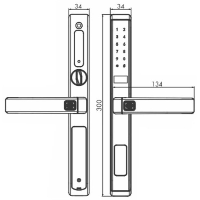 Khóa cửa nhôm vân tay hubert HB CN77 BLACK