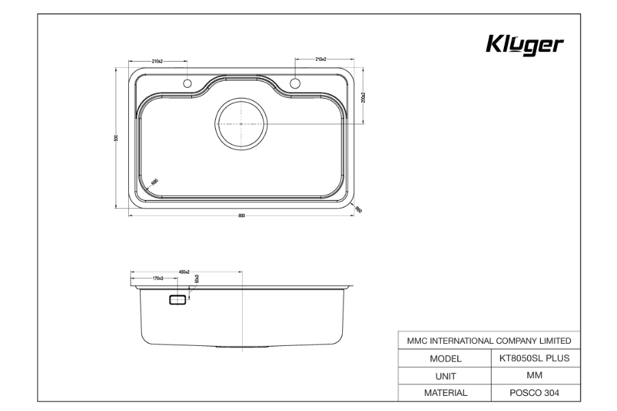 Chậu rửa bát Kluger KT8050FS-S80