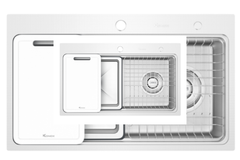 Chậu rửa bát Konox KN8048TS Dekor 1 hố chống xước Workstation Sink