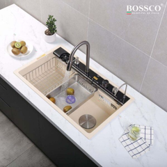 Chậu rửa chén Bossco BC-C8652KKS 1 hộc  kem kim sa