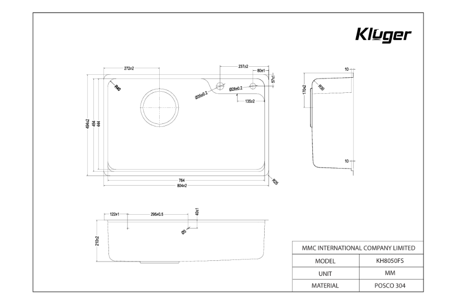 Chậu rửa bát Kluger KH8050FS Plus