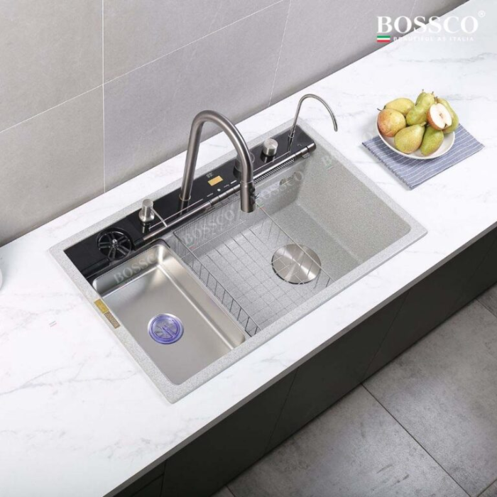 Chậu Rửa Chén Bossco BC-C8652XKS 1 Hộc xám kim sa