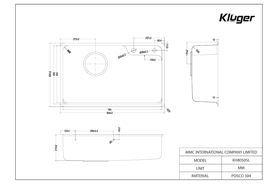 Chậu rửa bát Kluger KH8050SL Plus