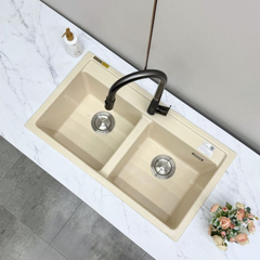 Chậu rửa chén Bossco BC-RT9050KKS 2 hộc kem kim sa