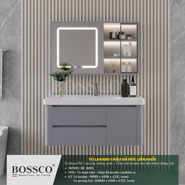 Tủ lavabo Bossco BC-B01X màu xám