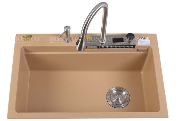 Chậu rửa chén Bossco BC-A8252VK 1 hộc, 2 phím đa năng