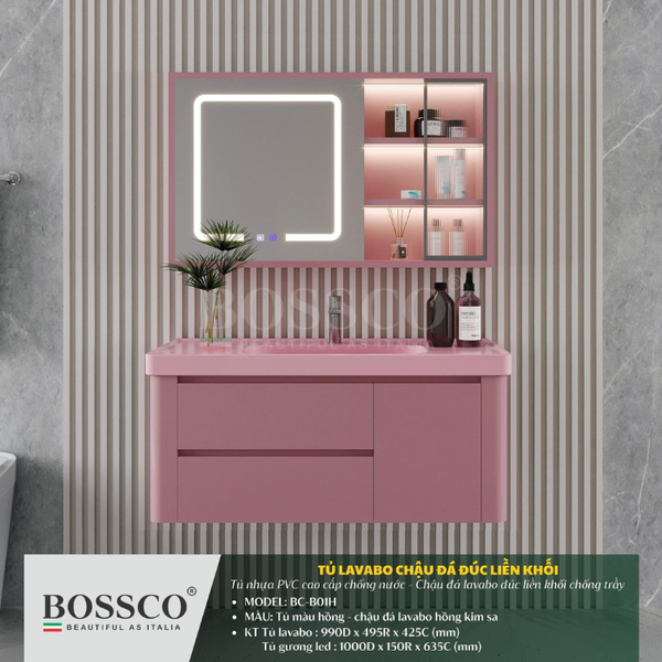 Tủ lavabo Bossco BC-B01H màu hồng