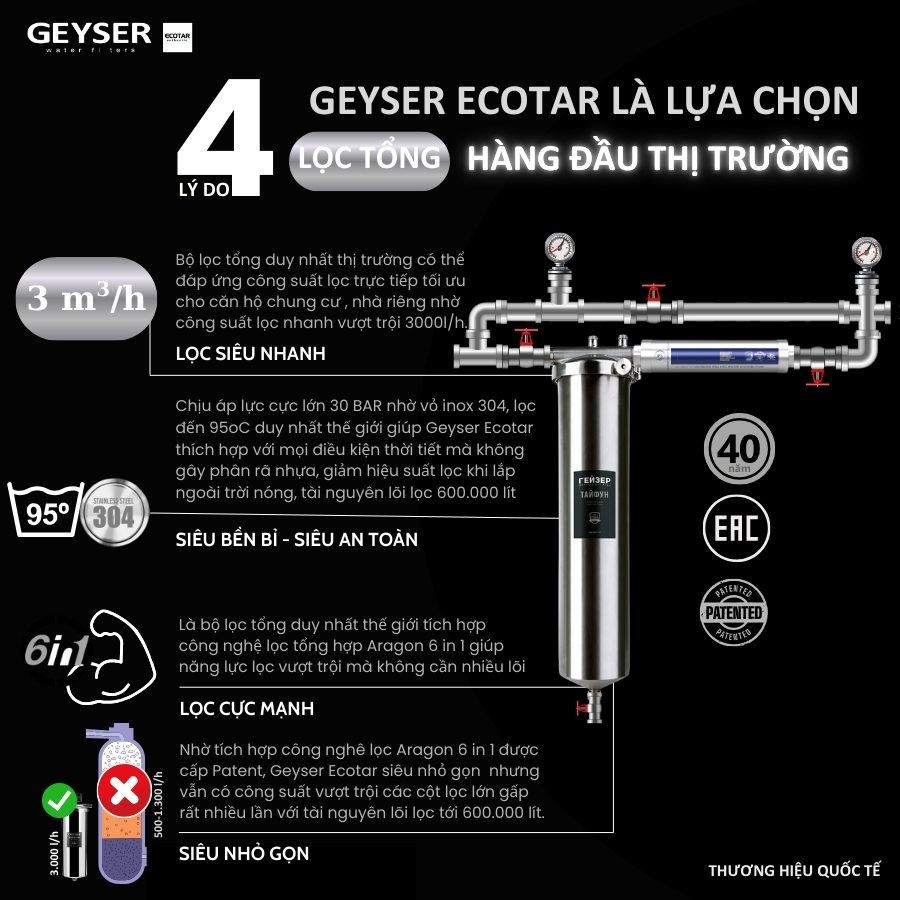 Hệ thống lọc tổng đầu nguồn Geyser Ecotar 1F1A