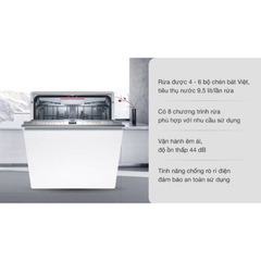 Máy rửa chén Bosch SMV6ZCX42E Series 6, âm tủ công nghệ Zeolith, Home connect