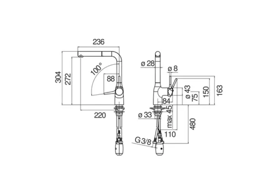 Vòi rửa chén Nobili MANIA NB216LTB nóng lạnh