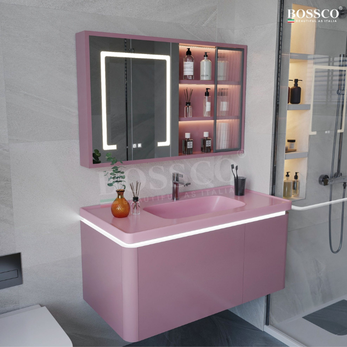 Tủ lavabo Bossco BC-A01H màu hồng