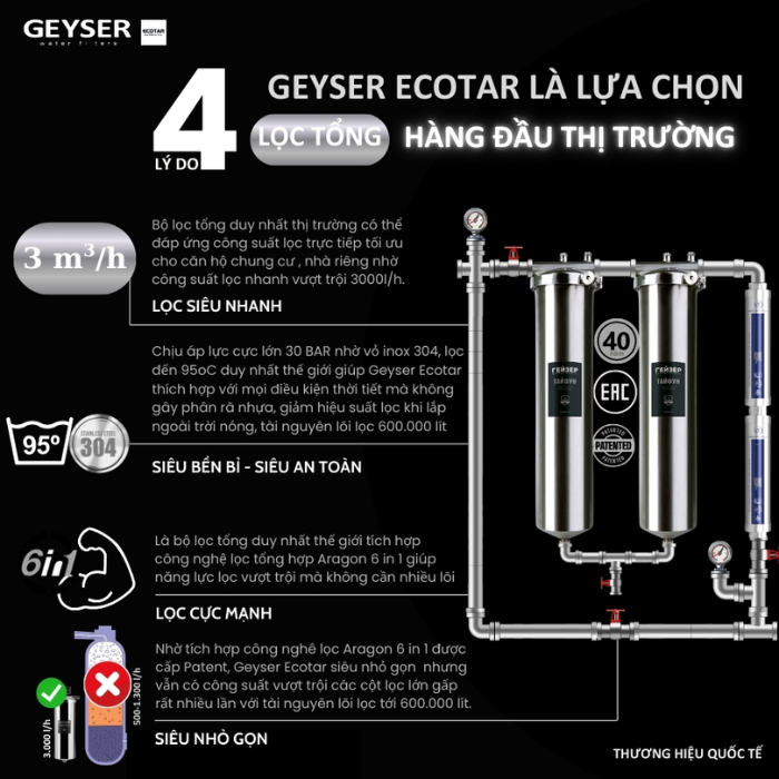 Hệ thống lọc tổng đầu nguồn Geyser Ecotar 2F2A