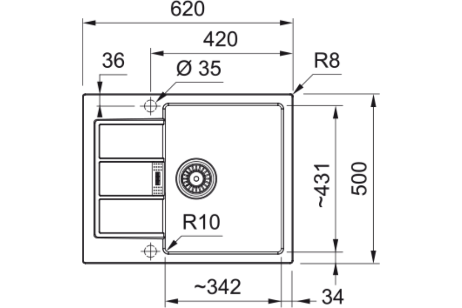 Chậu rửa Franke S2D 611-62 1 hộc có cánh