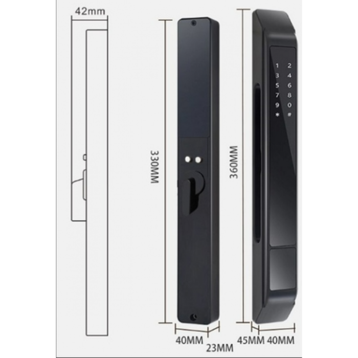 Khóa cửa nhôm vân tay hubert HB CN79 Black Bluetooth