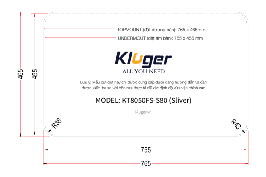 Chậu rửa bát Kluger KT8050FS-S80 Plus