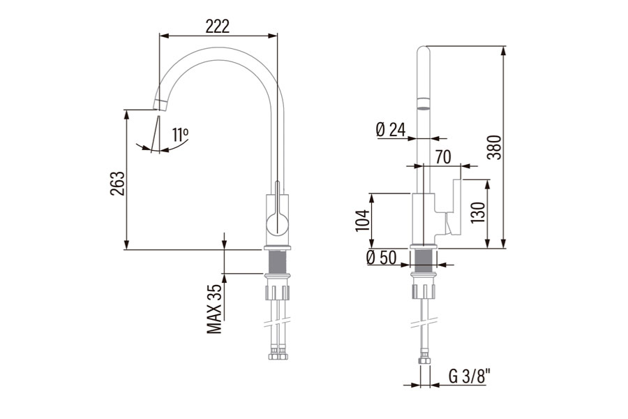 Vòi rửa chén Cata CMA/G 02503400