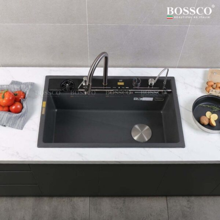 Chậu rửa chén Bossco BC-C8652XĐ 1 hộc xám đen