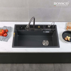 Chậu rửa chén Bossco BC-C8652XĐ 1 hộc xám đen