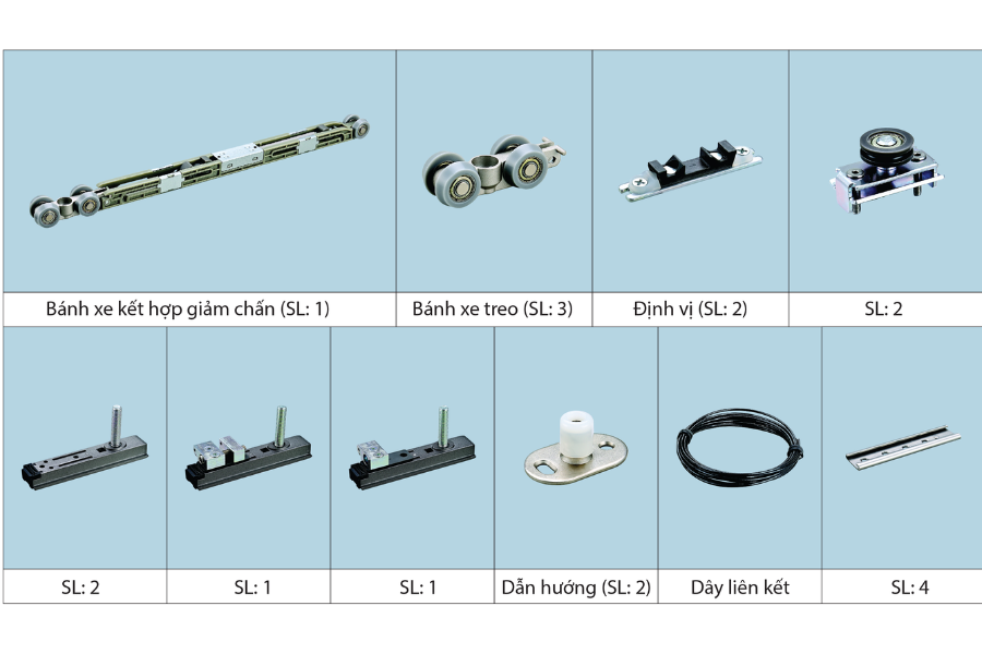 Bộ Phụ Kiện Cửa Trượt Gỗ 2 Cánh Đối Diện Imundex 710.60.152