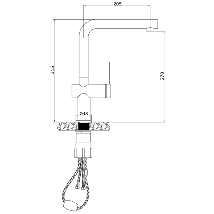 Vòi rửa bát Konox Stream Smart Gun Metal
