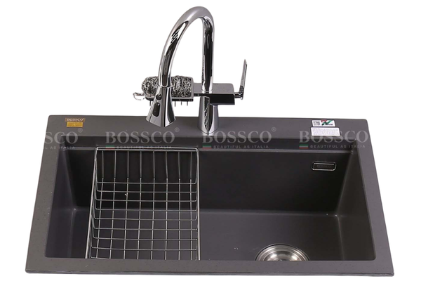 Chậu rửa chén Bossco BC-B8252XĐ 1 hộc xám đen