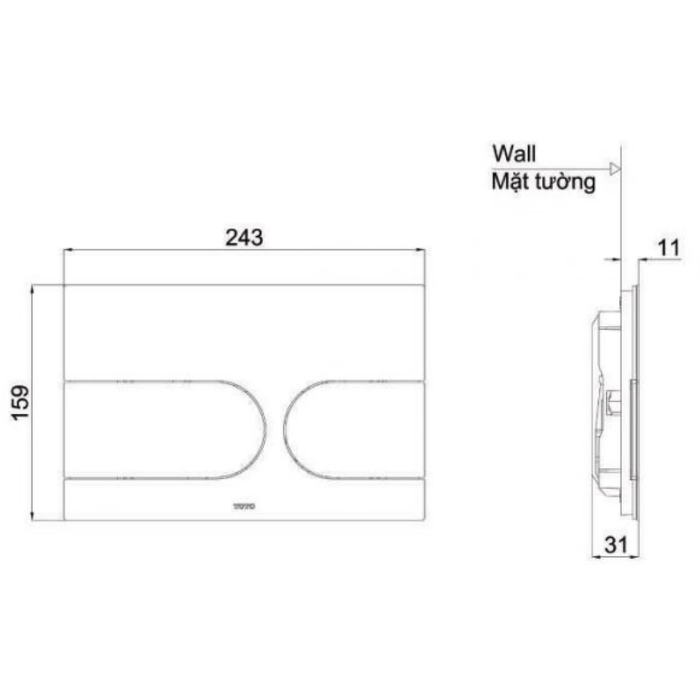 Nắp đậy nút nhấn xả TOTO MB175M#SS