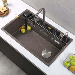 Chậu Rửa Chén Bossco BC-C8652NKS 1 Hộc nâu kim sa