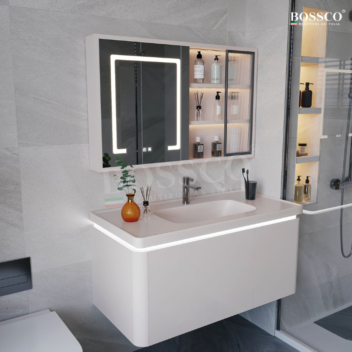 Tủ lavabo Bossco BC-A01K màu kem