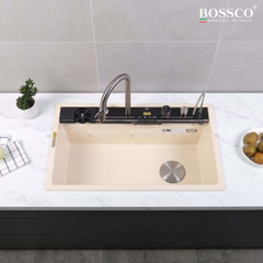 Chậu rửa chén Bossco BC-C8652KKS 1 hộc  kem kim sa